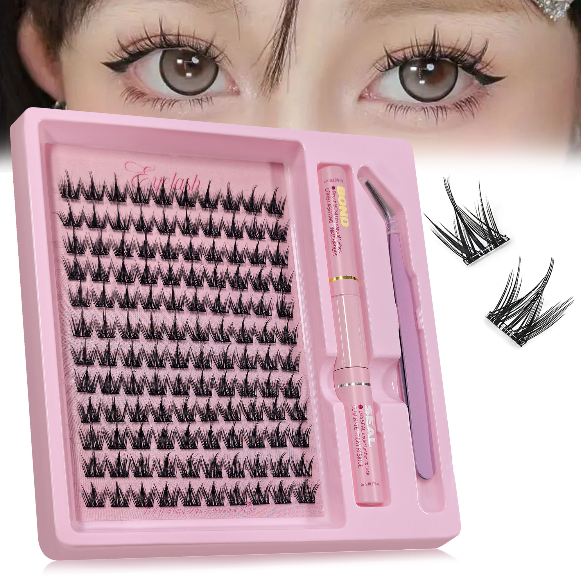 Eyelash Extension Cat Eye - 120 Clusters DIY Eyelash Extension Kit
