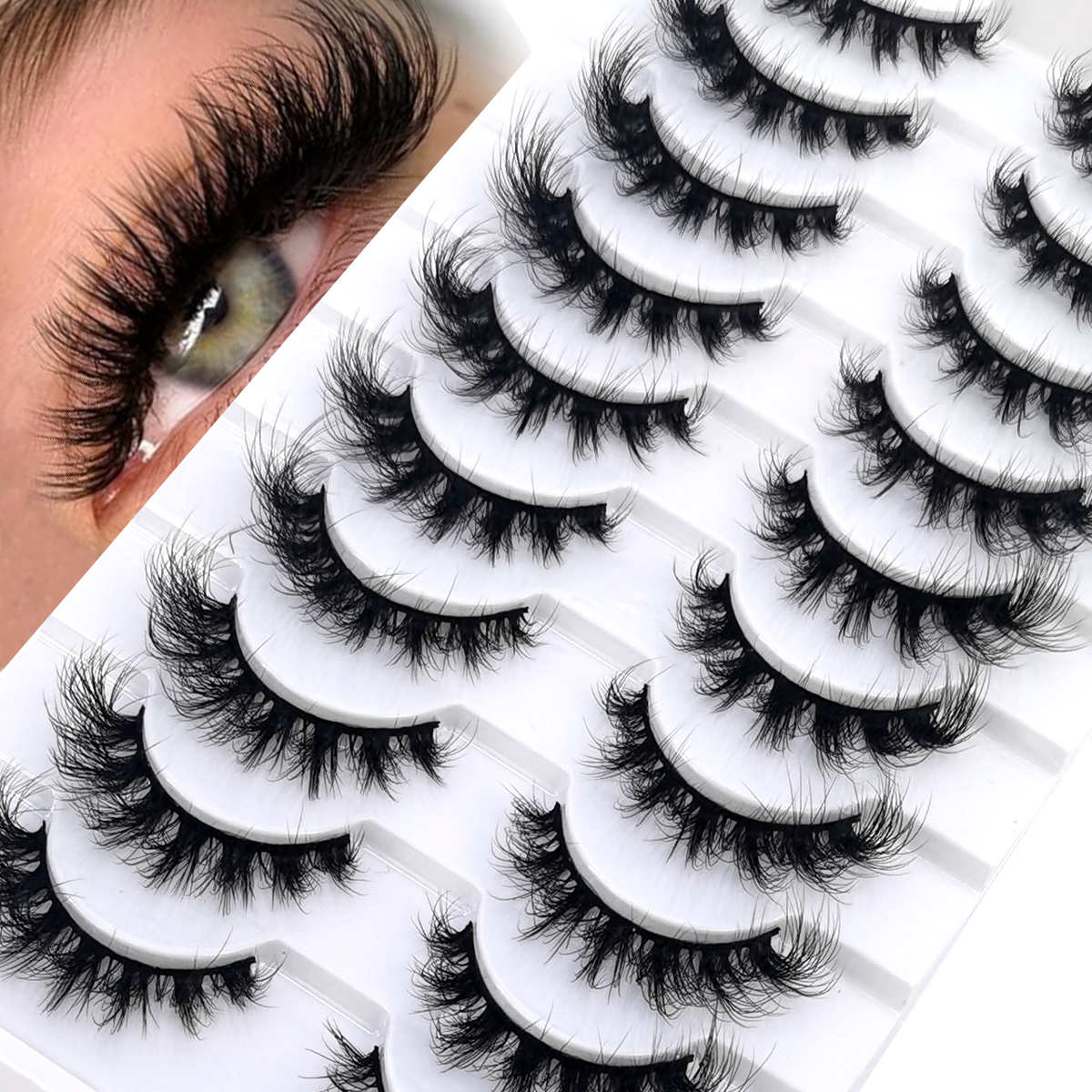 Eyelash Extension Human Hair - HBZGTLA 10paris Cat Eyelashes Fluffy Mink