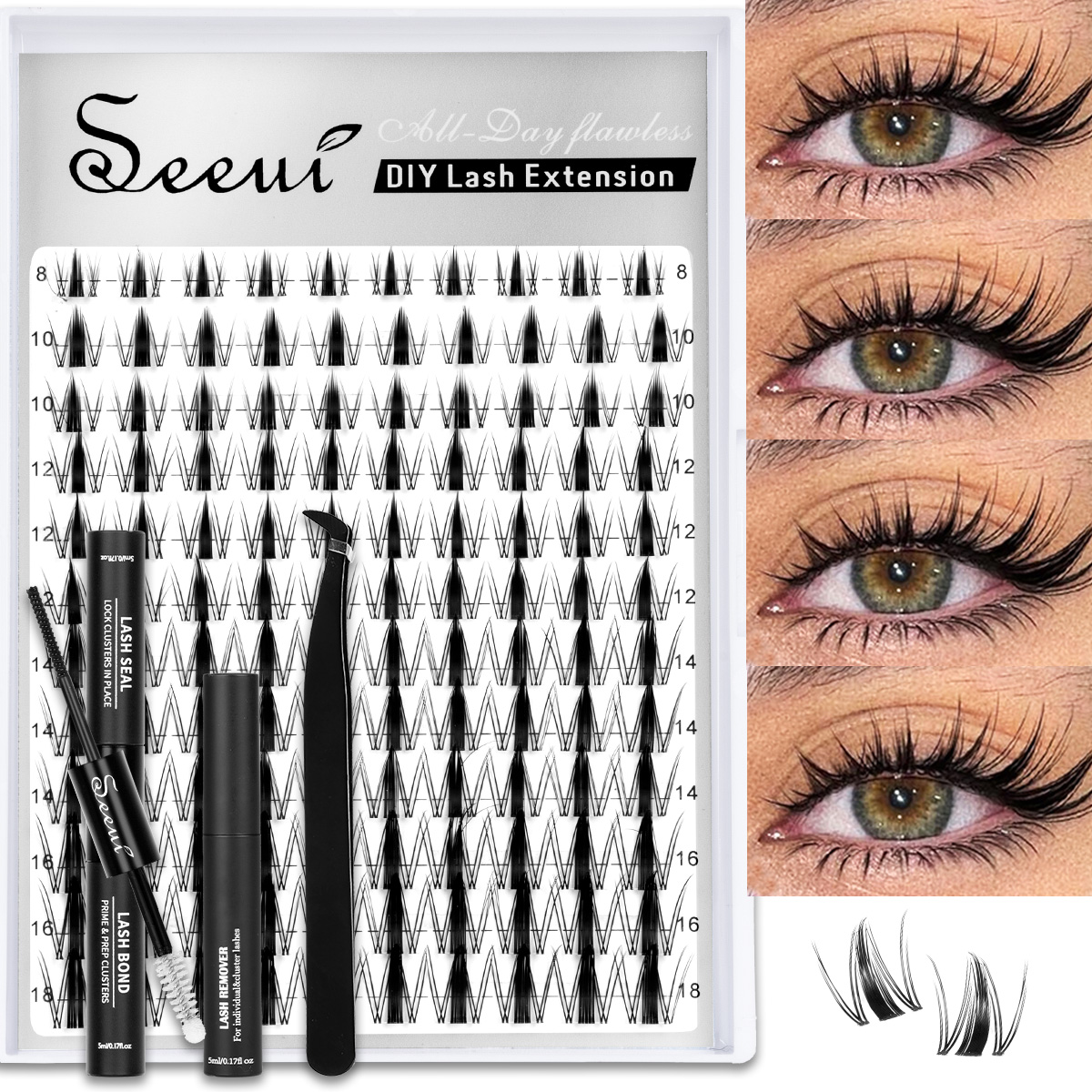 Eyelash Extension Full Set - Lash Clusters Kit Thick Curl Eyelash