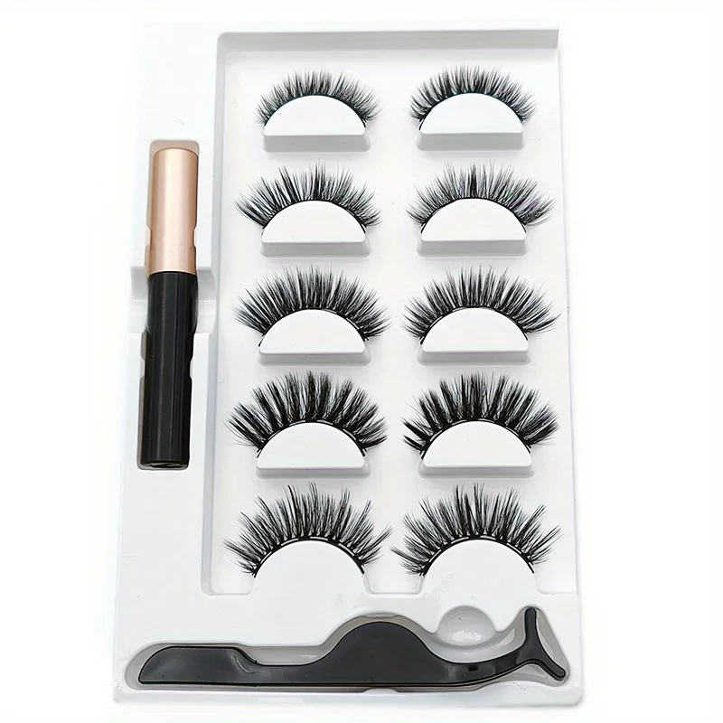 5 Pairs Magnete Eyelashes Set  - مراجعة Eyelash Extension Uv Glue وسعره