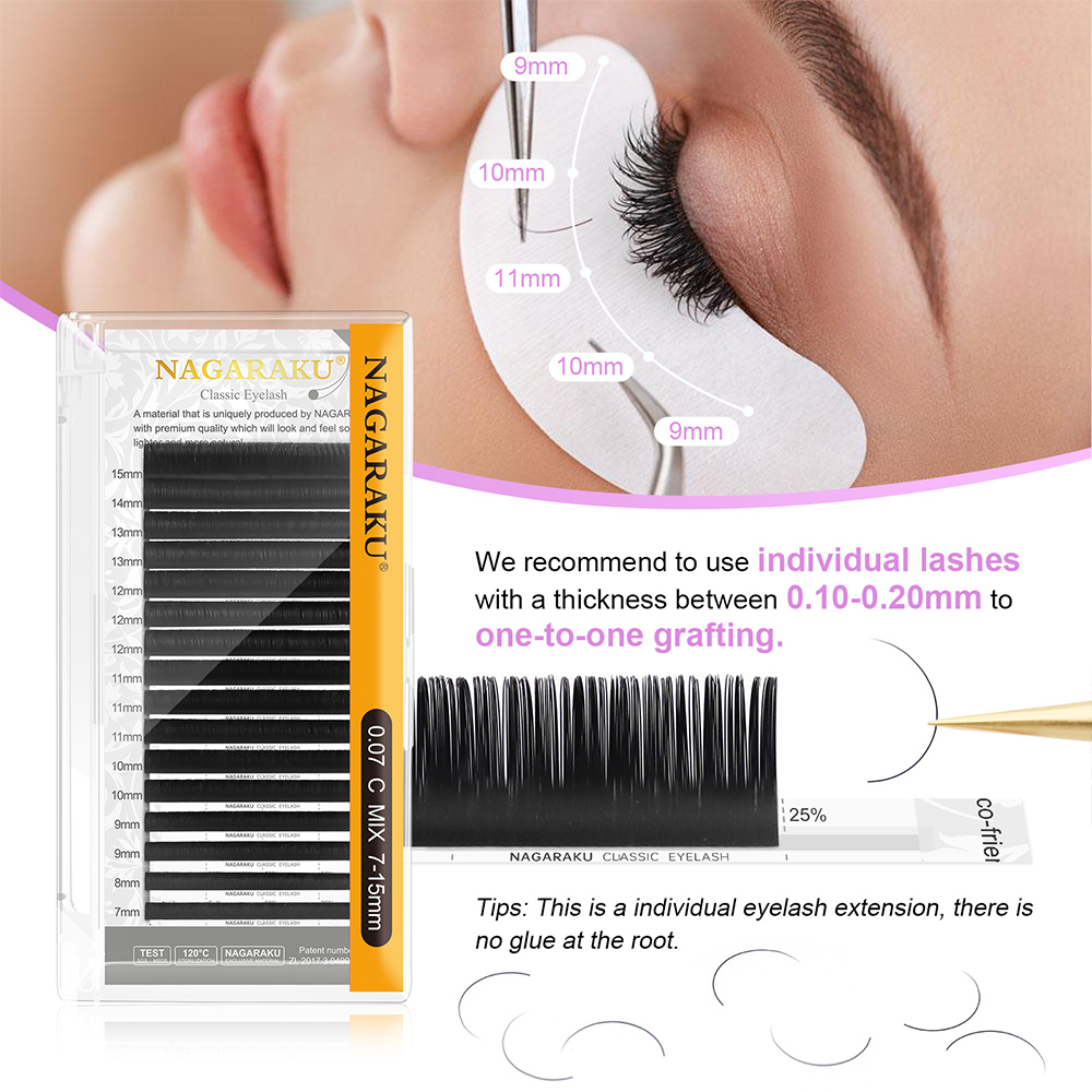 NAGARAKU 6 Cases Classic Mix E - مراجعة Eyelash Extension Course وسعره