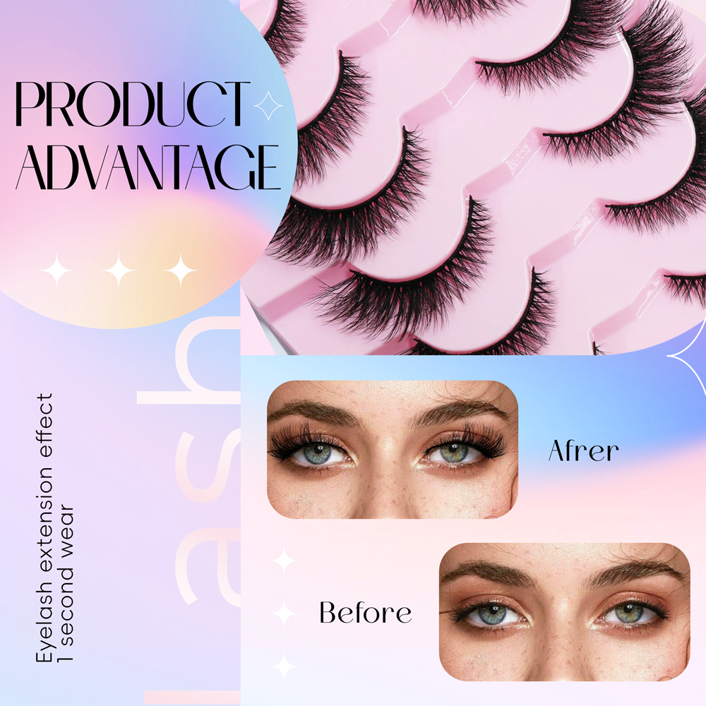 Vipuda 20Pairs Natural False E - مراجعة Eyelash Extension Cat Eye وسعره