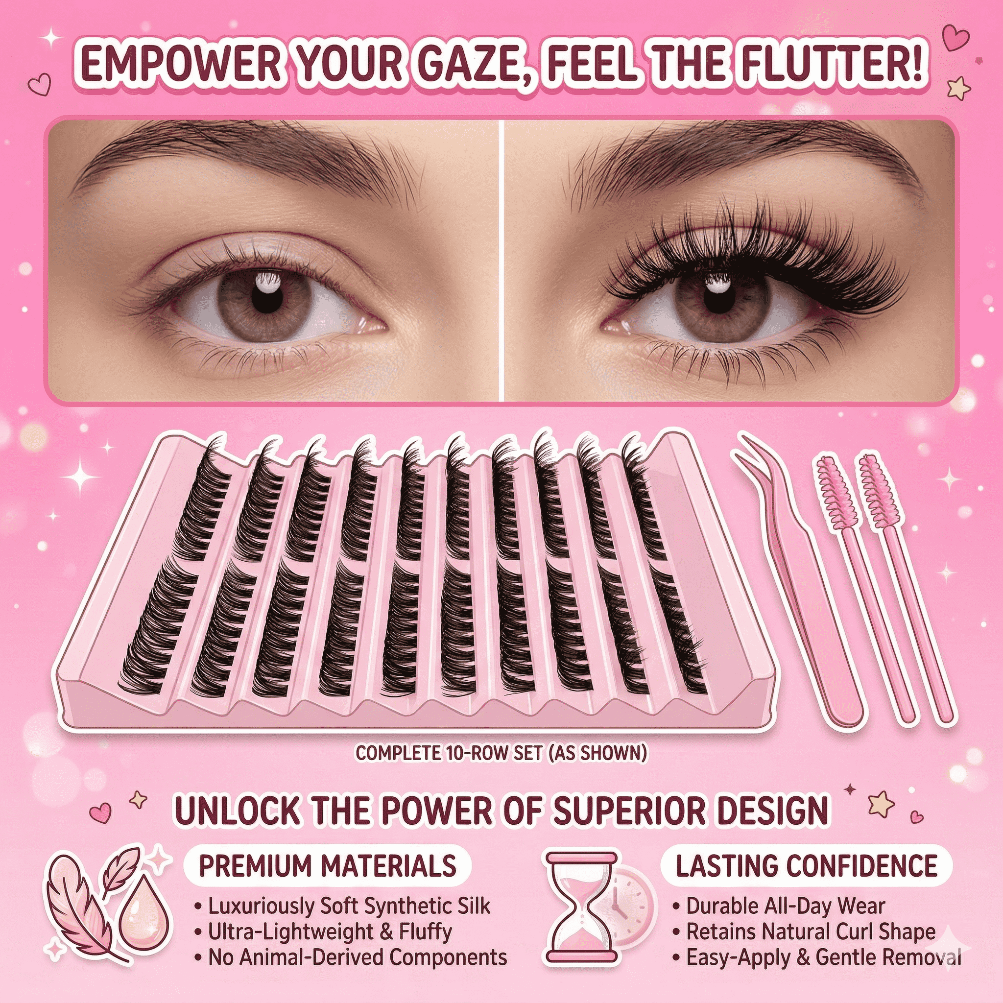 False Eyelashes Cluster Lashes - مراجعة Eyelash Extension Cat Eye وسعره
