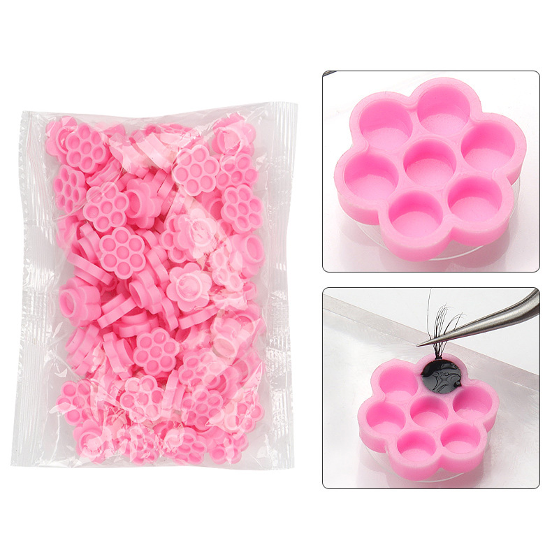 100 Pcs Pink Flower Glue Delay - مراجعة Eyelash Extension Double Lash وسعره