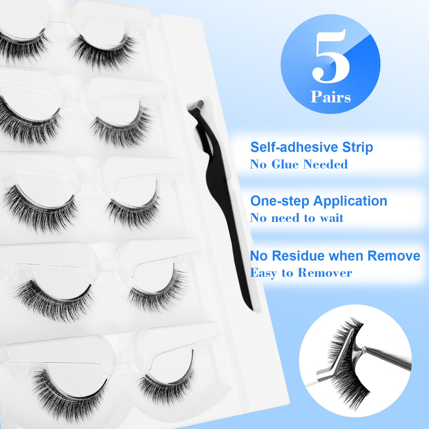 5 Pairs Glue-free Self-adhesiv - مراجعة Eyelash Extension Uv Glue وسعره