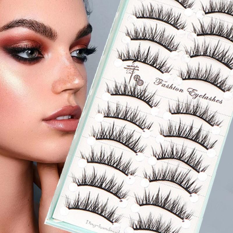 10 Pairs Natural Long Wispy Ca - مراجعة Eyelash Extension Cat Eye وسعره